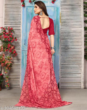 SSCGeorgette Floral Printed Voilet Saree