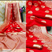 Traditional Banarasi Silk Floral RED_597 Jacquard Kanjeevaram Saree with Matching Blouse