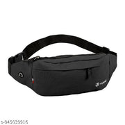 Ultra slim waist bag for men with dual layer zippered lightweight running side crossbody sling phone bag black