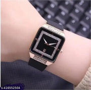 Trendy black colour girls watch analog women watch rubber strap ladies watch gift watch watch for all occasions black watch for ladies