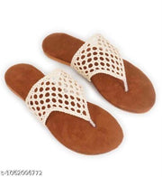 Women Stylish Woven V-Strap Flat Sandals | Casual & Ethnic Daily Wear Flat Slippers for Ladies