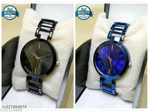 Attractive New Solid Dial Attractive Metal Chain Belt Analog Watch for Women