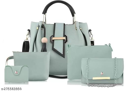 Shoulder PU-Leather Handbags for Women's. Combo Set of 4