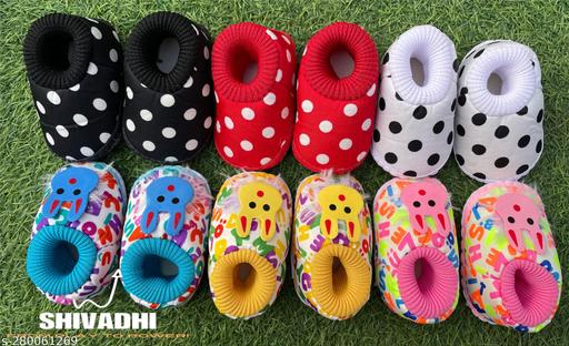 Unisex New Born Baby Booties,Baby Shoes Cute Stylish Booty Socks Shoes Fashionable ,Lightweight Fabric,Perfact For All Eeather For Baby Boys And Baby Girls Age 0-9 Months.(Multicolor).(6 Pcs Of Booties)