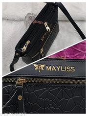 Trendy comfy women Black PU sling bags/Full hand work bag/sling bag for women/party wear bag for women/long bag for women/wedding bag for women/Small sling bags/Elegant Stylish sling bags for women