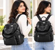 Stylish & Practical ZOVIX 25L Black Leather Backpack for Office