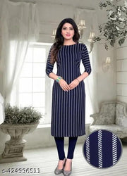 Polyster/Crepe fabric-Women Printed Straight Kurti.