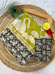 PURE MULMUL COTTON SAREE WITH RUNNING BLOUSE