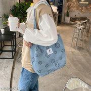 MOMISY Women Corduroy Tote Bag with Handle and Strap Belt Girls Shoulder Handbag Shopping Bag Travel for Daily Use Mother Work Beach and Grocery