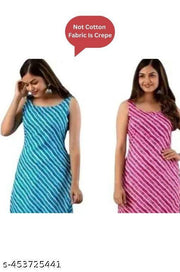 Polyster/Crepe fabric-COMBO OF 2 KURTIS