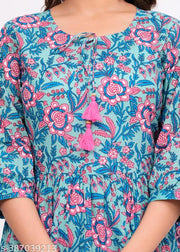 Woman Cotton Floral Printed Anarkali Kurta