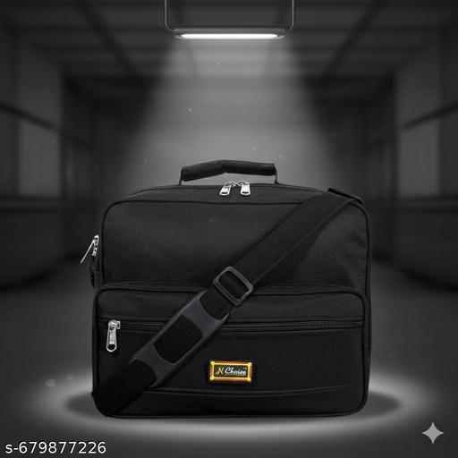 [N.CHOICE]Stylish Blue/Black Office Laptop Messenger Bag for Men with Shoulder Strap.