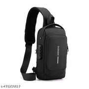 Men’s Waterproof Shoulder Bag with USB Charging Port, Anti-Theft Crossbody Sling Backpack – Reflective Strip Design, Multiple Pockets for Tablet, Wallet, Keys – Versatile for Travel, Outdoor & Business