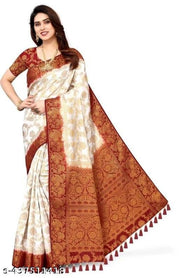 Morpich Fashion   Nylon Banarasi Silk Same Border Saree