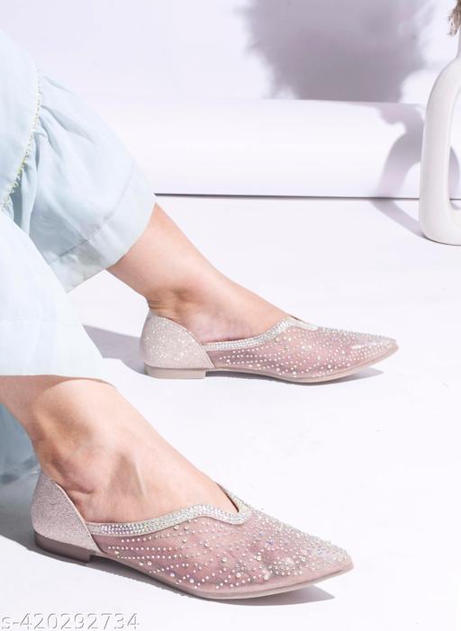 JM LOOKS Women's Bellies & Ballerinas | Pointed Toe Rhinestone | Stylish & Attractive Comfort for Women & Girls