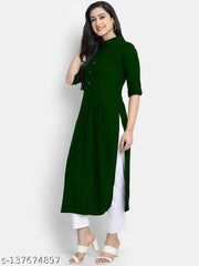 Women's Solid Rayon Plain Kurtis