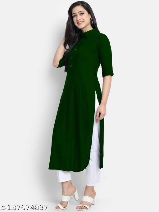 Women's Solid Rayon Plain Kurtis