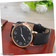 Classy Look Women's Leather Strap Analog Wrist Watch Top Style Fashion Black Dial With Black Leather Strap Watch For Girls Watch for Daily Life New Collection Women's Watch Shiny Fashion Quartz Watch Casual Style Ladies Watch