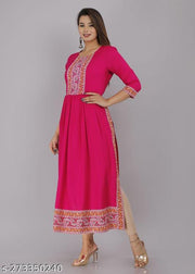 Rayon Urban365 Premium Nayara Cut Kurti/ printed Design Kurti for Women(Pink)