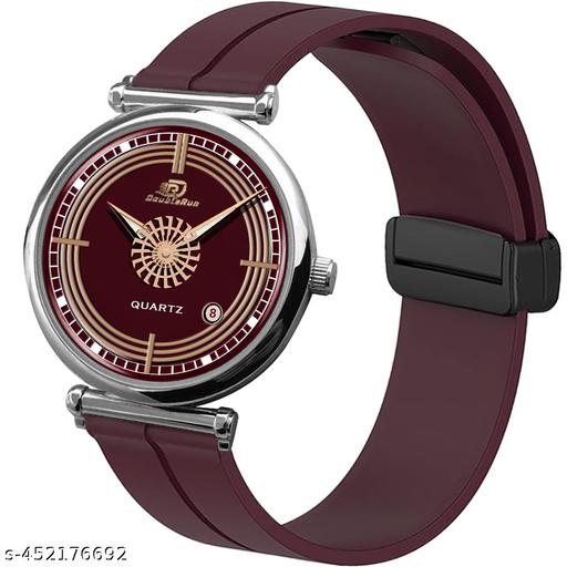 Date Function  Magnet Strap Analog Watch for Men & Boys Silver_26000k