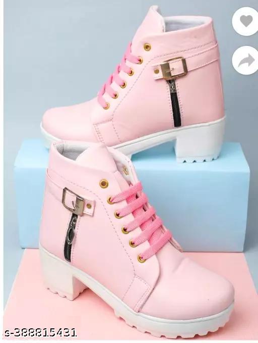Meesho New Trendy Stylish Girl's Comfortable ,Lightweight, Fashionble ,Now Look ,Outdoor ,Ankle Length ,High heel, Walking, Chunky Boot ,Shoe For Women /Girl's/Ladies Boots For Women/Girl's Boots For Women.