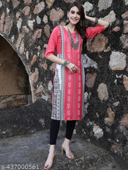 Stylish Women's Crepe Digital Printed Straight Kurti [Pack of 5]