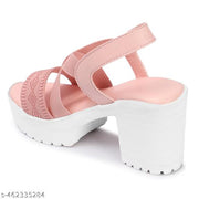 Strap style Heel footwear wedges Block Chunky High Heel Ankle Elastic Strap Open Toe Sandal for Women