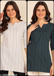 (Pack of 2) Floral Print Short Kurti & Tunic For Women And Girls