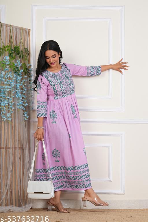 PRIYAGANI GARMENTS Stylish Hand Block Printed Rayon Kurti for Women Wedding kurtis kurta Wear Effortless Elegance - Hand Block Printed, Festive & Casual Wear, Wedding Dress, New Arrival Ethnic Suit