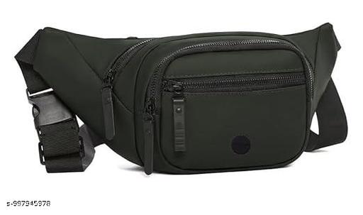 Nylon Waist Bag for Men & Women | Water Resistant Sling Bag with Multiple Pockets | Crossbody Chest Bag for Travel, Gym, Hiking & Daily Use | 30.5 x 5 x 14 cm