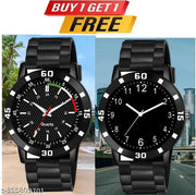 Watch Combo BUY 1 GET1FREE Black Designer Professional PU Analog Watch pack of 2