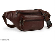 NEHX Premium Brown Leather Waist Bag for Men & Women, Multi Pocket Crossbody Sling Bag with Adjustable Strap, Water Resistant Travel Belt Bag, Stylish Fanny Pack for Daily Use, Travel, Hiking, Cycling, Walking, Outdoor Sports and Casual Essentials Storage