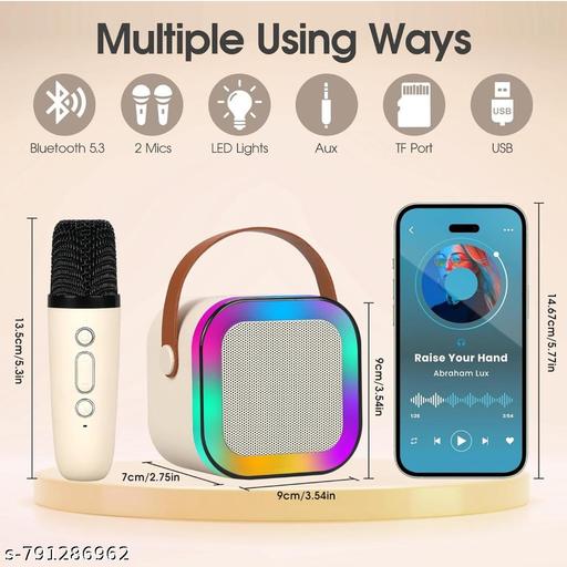 NTS Rechargeable Karaoke Mic with Speaker | Wireless Mini Portable Bluetooth Mic with RGB LED Lights | Singing Musical Toy & Birthday Gift for Kids, Boys, Girls & Adults