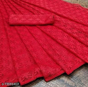 Brasso Net Red Jacquard Saree with blouse
