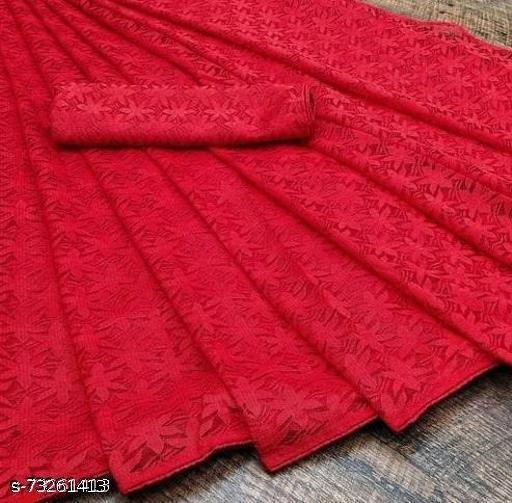 Brasso Net Red Jacquard Saree with blouse