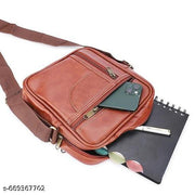 Men handbag sling | Leather side pouch men | Compact shoulder bag | Smart Men Sling Bag | PU Leather Crossbody Shoulder Bag for Office & Outdoor Use Tan