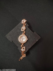 SJE Premium mini Analog watch for ladies stone design rose gold