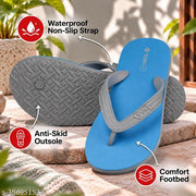 YUKI Unisex Grey Blue Flip Flops | Rubber Slippers | Hawai Chappal | Lightweight Non Slip Waterproof Slippers | Casual Footwear for Men & Women