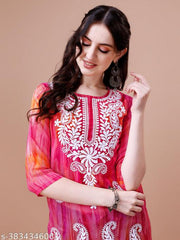 Women's purple  Georgette Embroidered  Kurta