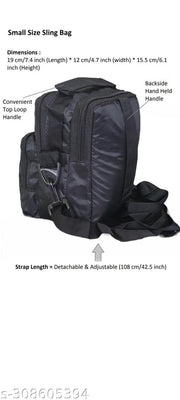 MISHK Polyester Casual Cross Body Sling Bag for Men & Women| Messenger Shoulder Bag| Mobile Side Bag - Black