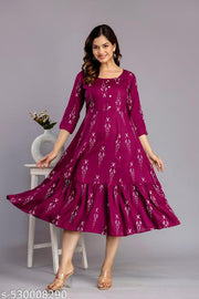 Trending Beautiful  Women Printed Maroon Anarkali Kurtis/ Woemen Kurtis | Womens/Girls Printed Anarkali Kurta