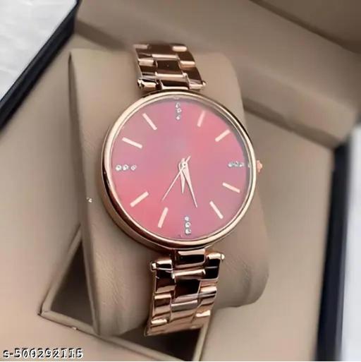 Women Watches Analog Wrist Watches  for Women's & Girls+ & Miss & Ladies Pink Dial Watch with Stylish Diamond Studded Watches