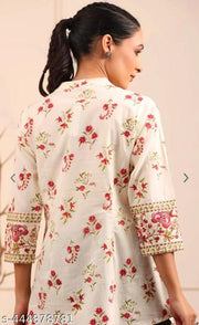 WOMEN'S JAIPURI FLORAL SHORT KURTA ,FLORAL SHORT KURTA,SHORT KURTA FOR JEANS
