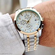 new design mettalic belt date working white watch for mens