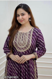 Lahariya Nayra Cut Kurti|Women's Embroidered nayra Cut Kurta|Beautiful Leheriya Naira Cut Embroidery Kurta|}
