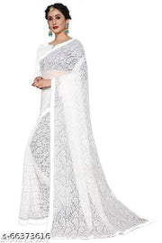 Chikankari Net White Saree With Blouse