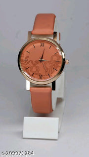 Best Quality Flower Designer Attractive Leather Belt Analog Watches for Women PACK1