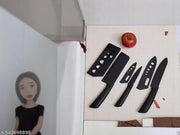 Stainless Steel 3 Pieces Chef Knife Set.Meat Knife with Sharp Blade with Ergonomic Handle for Home Kitchen and Restaurant(BLACK)