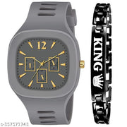 Square Watch with King Bracelet for Boys & Men Watch