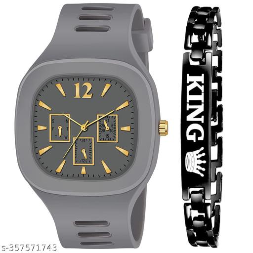 Square Watch with King Bracelet for Boys & Men Watch
